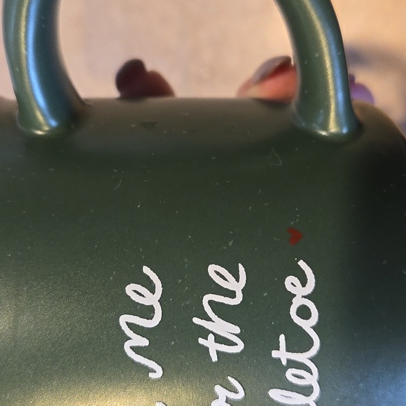 "Meet Me Under the Mistletoe" Green Speckled Ceramic Mug - Picture 4 of 6